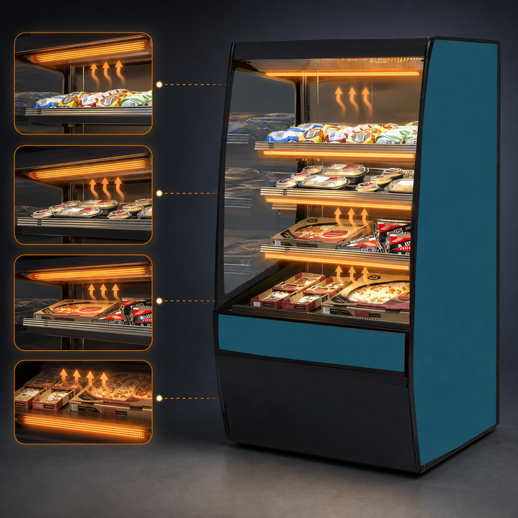 Product image #4 for Federal Industries Vision Series VHSS2460C High Profile Curved-End Heated Self-Serve Merchandiser, 3-Tier, 24 x 33 x 60 Inches