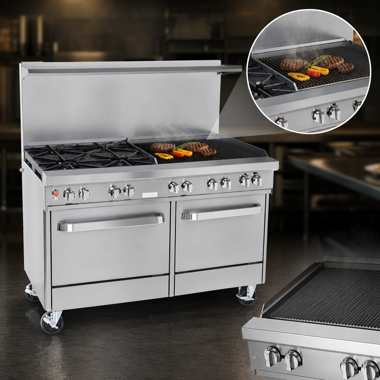 Product image #4 for Southbend Ultimate 60-Inch Gas Restaurant Range with 5 Burners, 24-Inch Charbroiler, Standard Oven, and Convection Oven