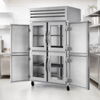 Thumbnail image #4 for True Mfg. - General Foodservice SPEC SERIES STA2RPT-4HG-2S-HC 2-Section Pass-Thru Reach-In Refrigerator, 4 Front Glass Half Doors, 2 Rear Stainless