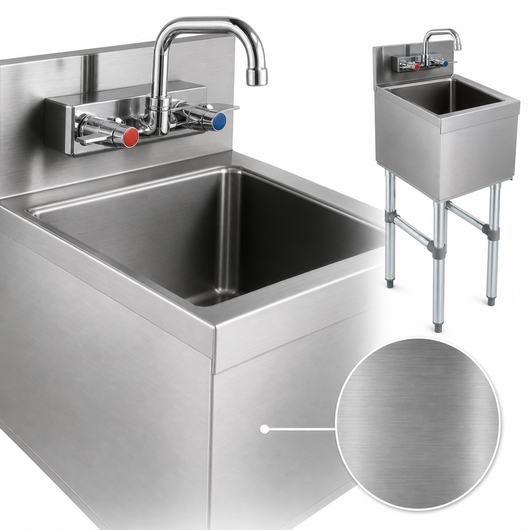 Product image #4 for Advance Tabco Special Value Series Underbar Freestanding Hand Sink with Faucet, 12 x 18 Inch Stainless Steel