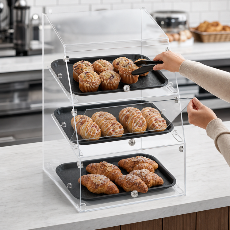 Product image #4 for Vollrath Countertop Curved-Front Self-Service Acrylic Bakery Display Case, 3 x 10" x 14" Tray Capacity