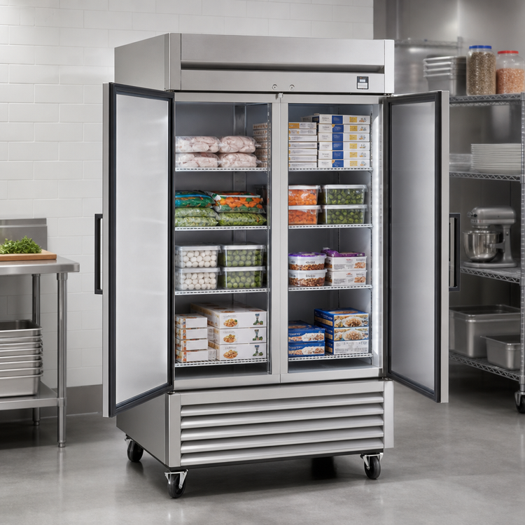 Product image #4 for True Two-Section Reach-In Freezer, -10°F, Stainless Steel Doors, Self-Contained Bottom-Mounted