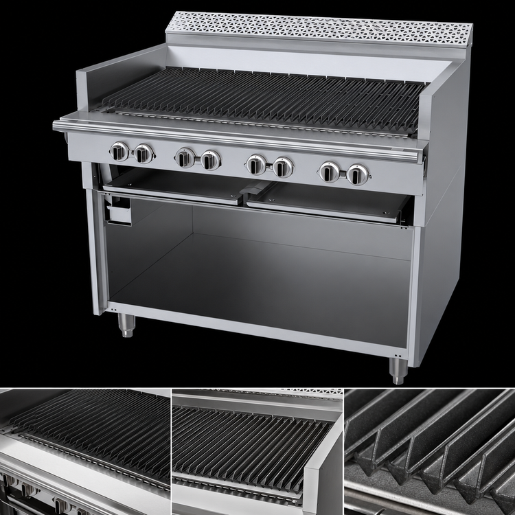 Product image #4 for Garland Cuisine Series 48-Inch Gas Charbroiler and Underfired Broiler with Open Storage Base