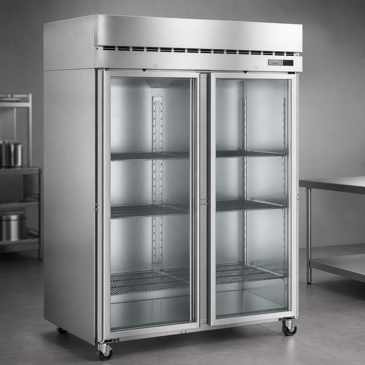 Product image #4 for Hoshizaki Steelheart F2A-FG Two-Section Full Glass Door Reach-In Freezer, 50.37 Cu. Ft., Top-Mounted Self-Contained Refrigeration