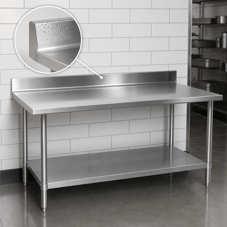 Product image #4 for John Boos Stallion Stainless Steel Cocktail Station Work Table with 5-Inch Backsplash and Adjustable Undershelf, 108 x 30 Inches
