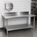Thumbnail image #4 for John Boos Stallion Stainless Steel Cocktail Station Work Table with 5-Inch Backsplash and Adjustable Undershelf, 108 x 30 Inches