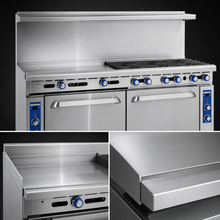Product image #4 for Imperial Pro Series 72-Inch Gas Restaurant Range with 6 Open Burners, 36-Inch Griddle, Standard Oven, and Cabinet Base