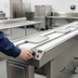 Thumbnail image #3 for Dinex DXIESB12 12 ft. Dual Urethane Band Belt Tray Make-Up Conveyor