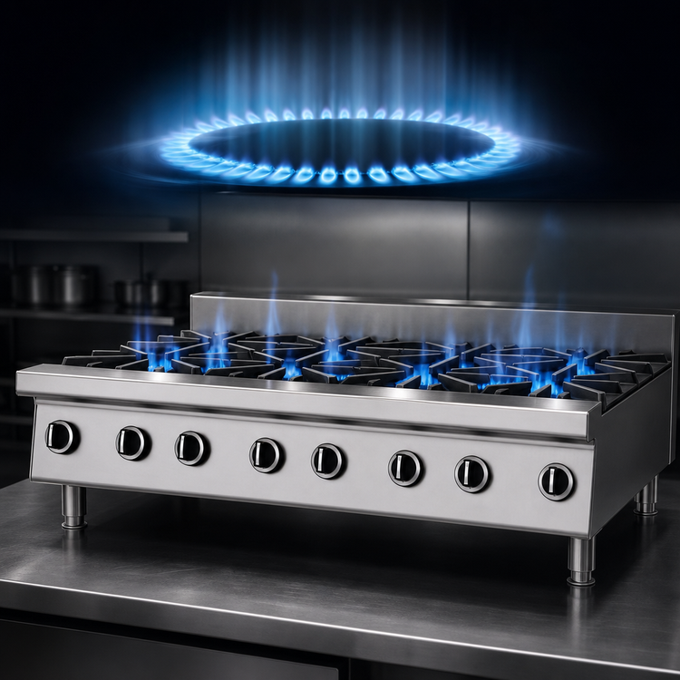 Product image #4 for Garland Starfire 48-Inch Heavy-Duty Gas Countertop Hotplate with 8 Open Burners
