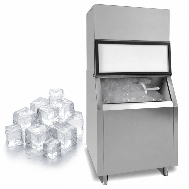 Product image #4 for Maxx Ice 30 Inch Modular Full Dice Cube Air-Cooled Ice Machine with 580 lb Storage Bin
