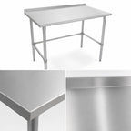 Thumbnail image #4 for John Boos Stallion ST6R1.5-3684GBK-X 84" x 36" Stainless Steel Work Table with 1-1/2" Rear Backsplash, 16-Gauge 300 Series Top, Galvanized Base
