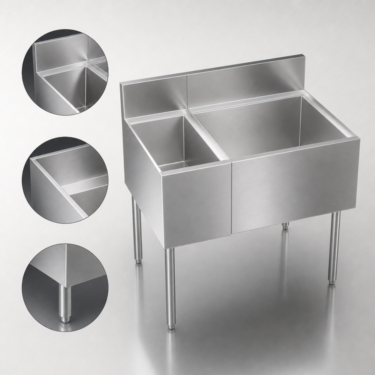 Product image #4 for Krowne Royal Series 36-Inch Underbar Multi-Station Ice Bin with Insulated Bottle Storage