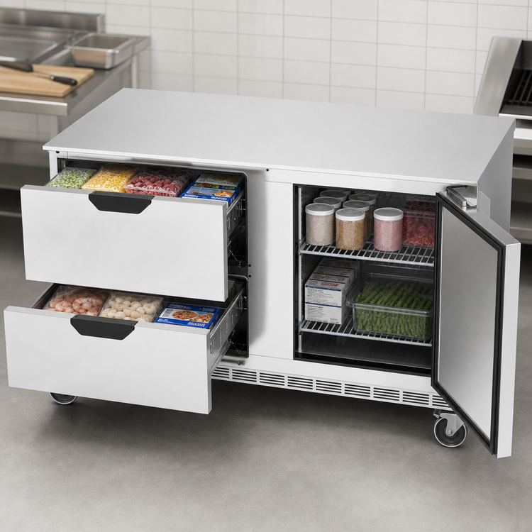 Product image #4 for Beverage-Air UCFD60AHC-2 2-Section Undercounter Freezer with 2 Drawers and 1 Door, 60-Inch, 17.1 Cu. Ft.