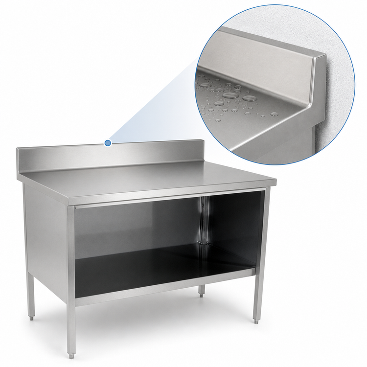 Product image #4 for John Boos Open-Front Enclosed Base Stainless Steel Work Table with 5-Inch Backsplash, 60 x 30 Inches