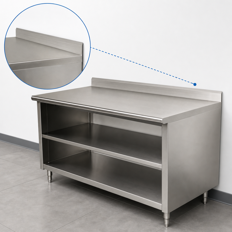 Product image #4 for Advance Tabco Special Value 72-Inch x 30-Inch Stainless Steel Work Table with 5-Inch Backsplash and Mid-Shelf