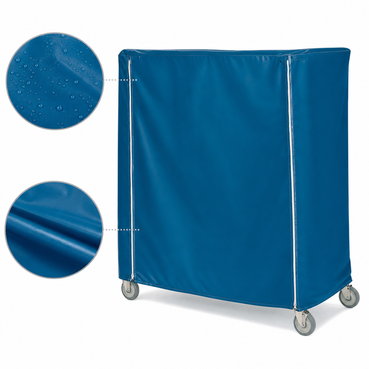 Product image #4 for Metro Waterproof Vinyl-Nylon Coated Banquet Cart Cover, 72W x 24D x 62H, Mariner Blue