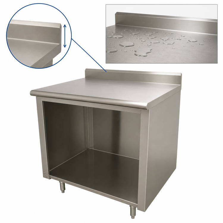 Product image #4 for Advance Tabco Special Value 48-Inch x 24-Inch Open Base Stainless Steel Work Table with 5-Inch Backsplash