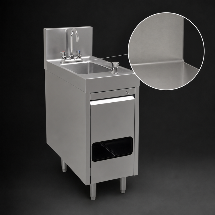Product image #4 for Glastender Door-Style Underbar Hand Sink Unit with Cabinet Base, 12"W x 24"D, Front Flush C-Fold Towel Dispenser