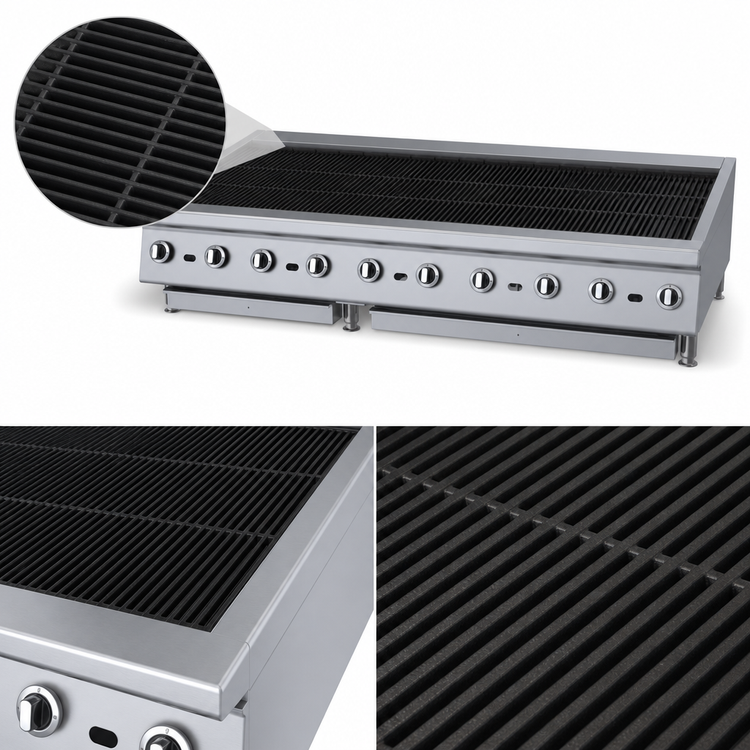 Product image #4 for Garland GTBG60-NR60 60-Inch Heavy-Duty Gas Radiant Countertop Charbroiler with Non-Adjustable Cast Iron Grates