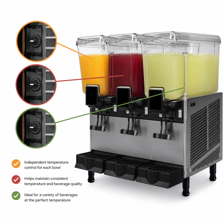 Product image #4 for Vollrath 3-Bowl Pre-Mix Refrigerated Beverage Dispenser with Stirring Paddle Circulation