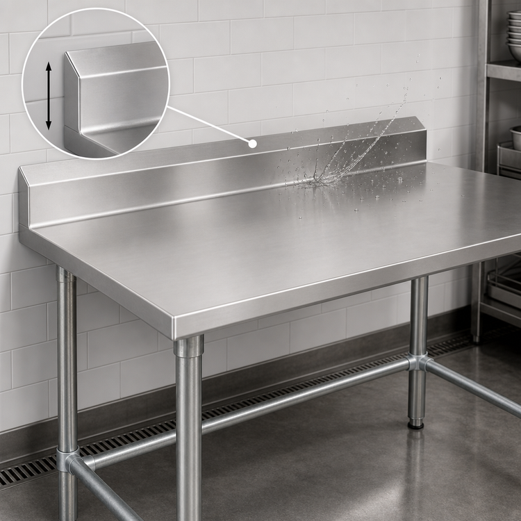 Product image #4 for John Boos Stallion 108-Inch x 24-Inch 16-Gauge Stainless Steel Work Table with 5-Inch Backsplash and Open Galvanized Base