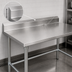Thumbnail image #4 for John Boos Stallion 108-Inch x 24-Inch 16-Gauge Stainless Steel Work Table with 5-Inch Backsplash and Open Galvanized Base