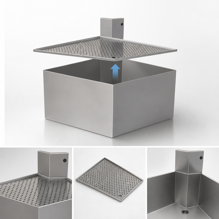 Product image #4 for Glastender Underbar Outside Wedge Corner Drainboard, 75° Angle, 24-Inch Deep, No Legs