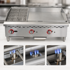 Thumbnail image #4 for 36-Inch Countertop Natural Gas Griddle and Charbroiler Combo, 24-Inch Griddle, 12-Inch Charbroiler