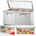 Thumbnail image #4 for True 64-Inch Two-Section Refrigerated Sandwich/Salad Prep Table with Flat Glass Lid and 24-Pan Top