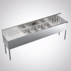 Thumbnail image #4 for Krowne Royal Series KR19-84C Four-Compartment Stainless Steel Underbar Sink with Left & Right Drainboards, 96"W x 19"D