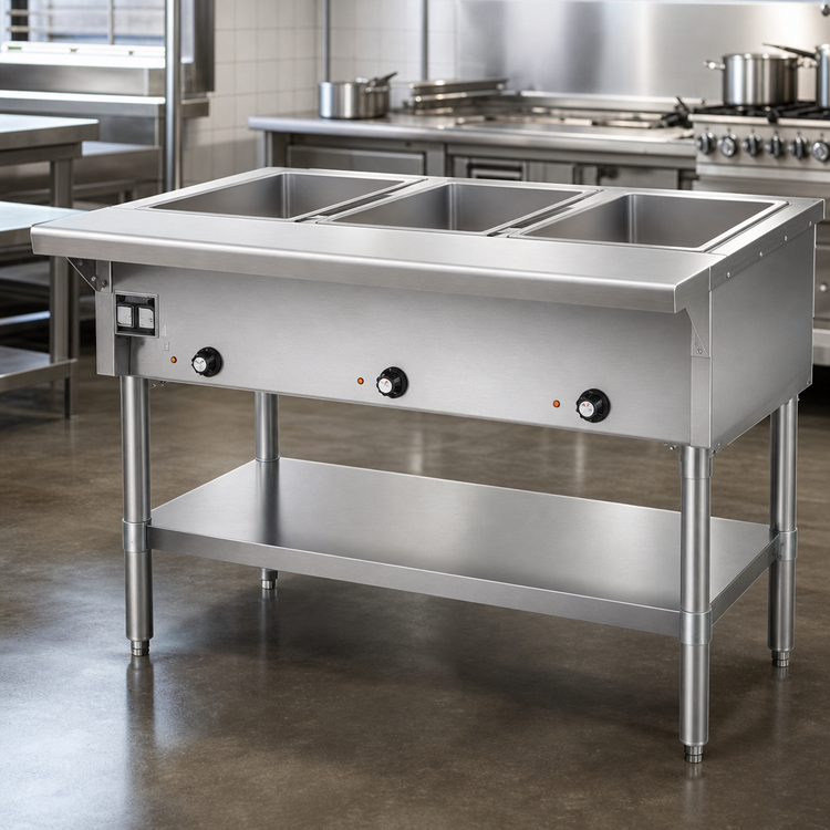 Product image #4 for Eagle SDHT3-208-3 48-Inch Electric 3-Well Hot Food Table with Stainless Steel Open Base, 208V, 3-Phase
