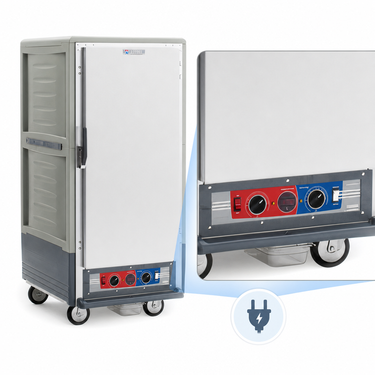 Product image #4 for Metro C5 3 Series 3/4 Height Mobile Heated Holding & Proofing Cabinet, Lower Wattage, Gray, Full-Length Solid Doors