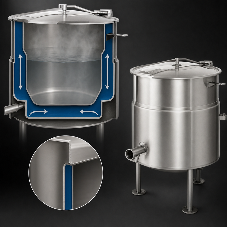 Product image #4 for 30-Gallon Stationary Electric Tri-Leg Steam Kettle, 2/3 Steam Jacket