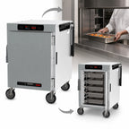 Thumbnail image #4 for Metro HotBlox™ HBCW8-DSPC-M 8-Pan Half-Height Mobile Pass-Thru Insulated Holding Cabinet, Digital Touchscreen, Solid Front/Clear Rear Doors