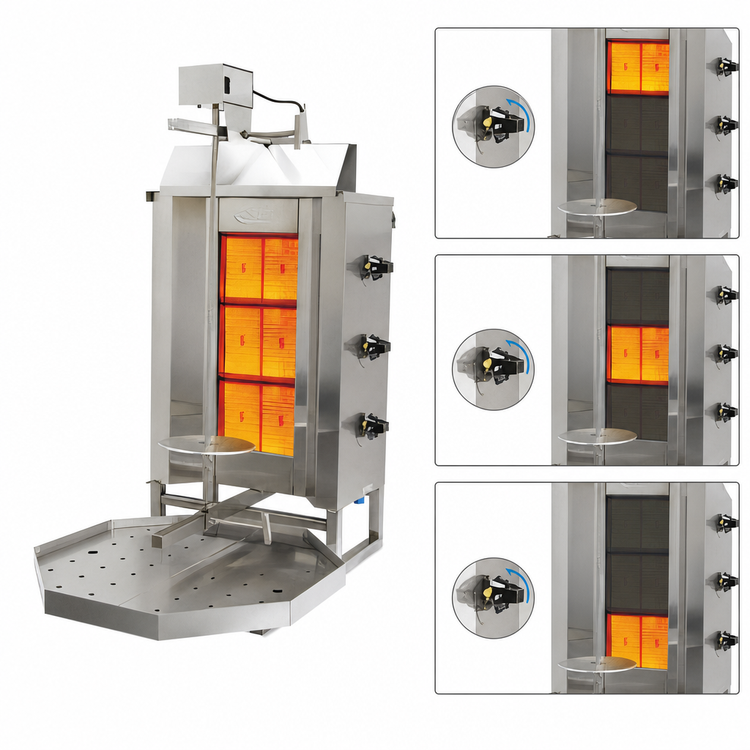 Product image #4 for Axis AX-VB3 Natural Gas Vertical Broiler with 3 Infrared Burners, 24-Inch Spit, 88 lb Capacity