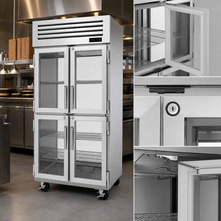 Product image #5 for Turbo Air PRO Series Pass-Thru Heated Pizza Holding Cabinet, One-Section, 28 Cu. Ft., Half Glass Doors