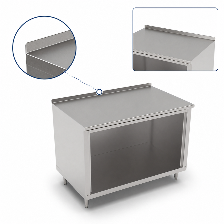 Product image #4 for John Boos Open Front Cabinet Base Work Table, 48"W x 30"D, 14-Gauge 300-Series Stainless Steel Top, 1-1/2" Rear Riser