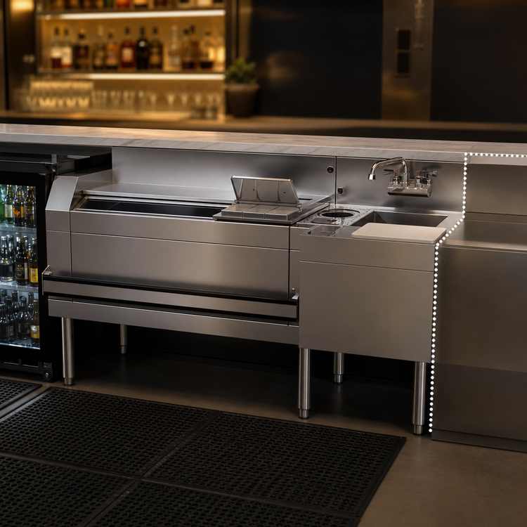 Product image #4 for Glastender MXS60-CP10 60-Inch Stainless Steel Underbar Mixology Cocktail Station with 10-Circuit Cold Plate
