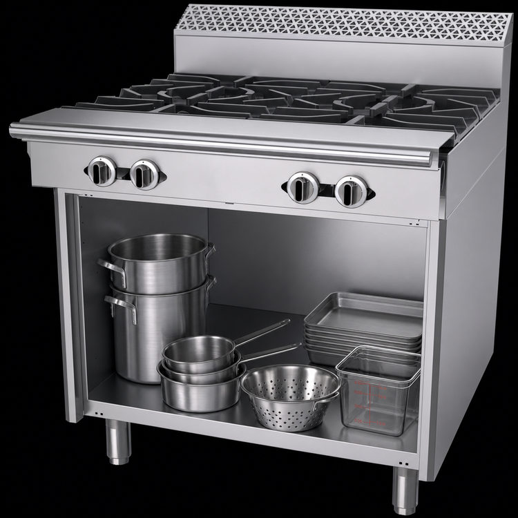 Product image #4 for Garland Cuisine Series 36-Inch Heavy Duty Four-Burner Gas Open Burner Range with Storage Base