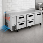 Thumbnail image #4 for Hoshizaki Steelheart WLR93B-D4 93-Inch Three-Section Stainless Steel Worktop Refrigerator, 1 Door and 4 Drawers