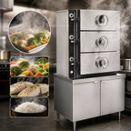 Thumbnail image #4 for Crown DC-3 3-Compartment Direct Steam Pressure Steamer with 36" Cabinet Base