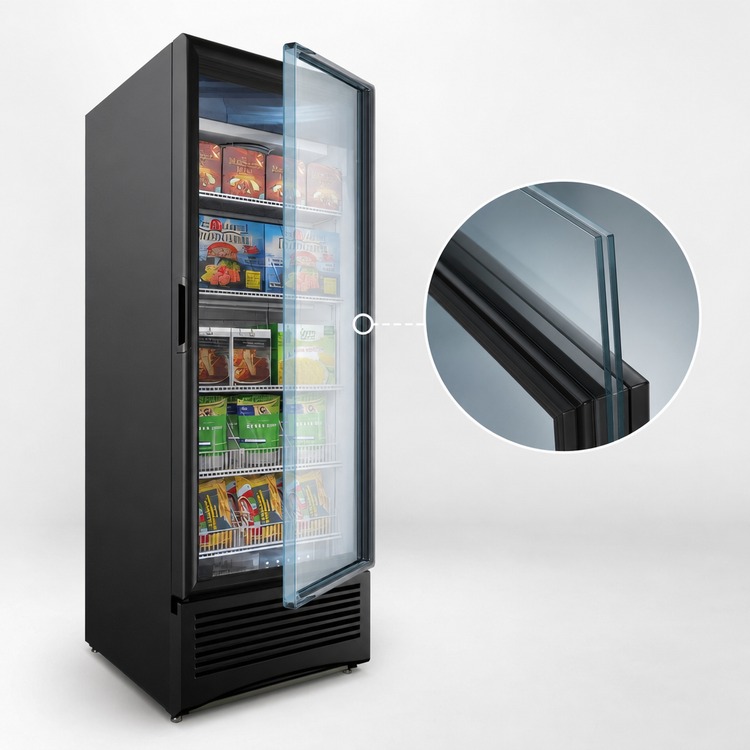 Product image #4 for Omcan Elite Series 1-Section Glass Door Reach-In Display Freezer, 23.7 Cu. Ft.