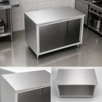 Thumbnail image #4 for John Boos 4CO4-3036 36" x 30" Stainless Steel Work Table with Open-Front Cabinet Base, Flat 14-Gauge 300-Series Top