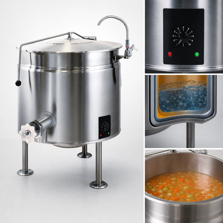 Product image #4 for Cleveland Short Series 60-Gallon Electric Steam Jacketed Kettle, Stationary, Tri-Leg Base