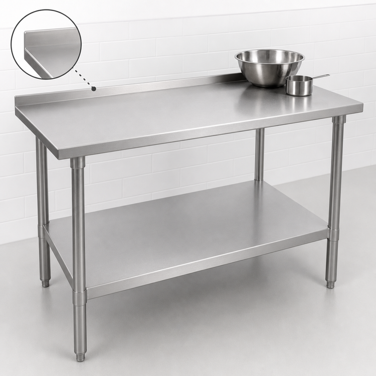 Product image #4 for John Boos Stallion 84" x 30" Stainless Steel Work Table with 1-1/2" Rear Up-Turn and Safety Edge