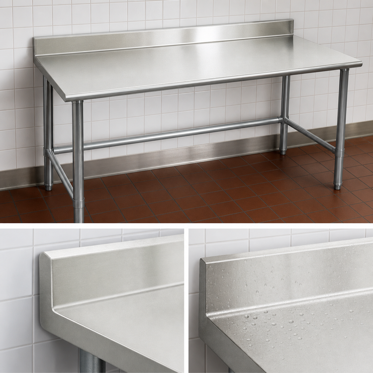 Product image #4 for Eagle Budget Series 108-Inch x 24-Inch Work Table with 4-1/2-Inch Backsplash and 430 Stainless Steel Top