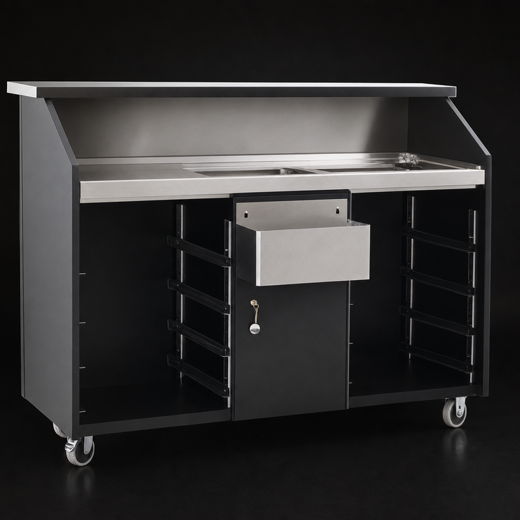 Product image #4 for Deluxe Portable Indoor Bar with Stainless Steel Work Surface, Ice Bin, Speed Rails, and Locking Cabinet