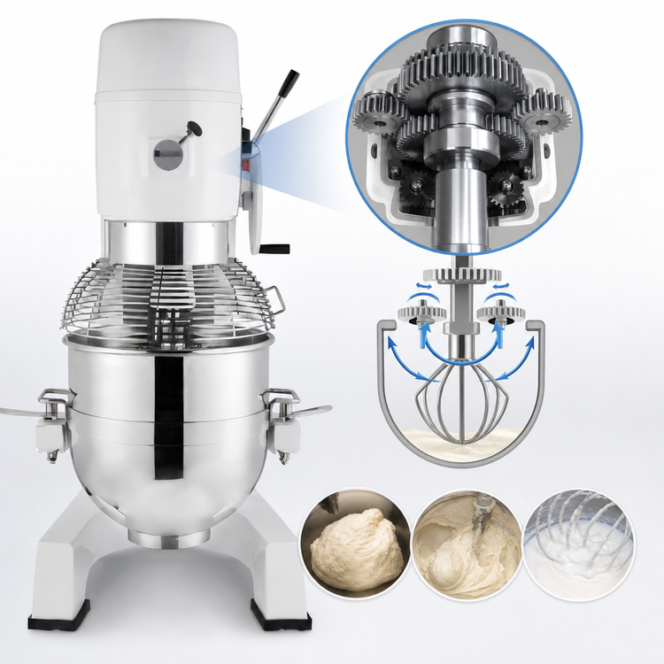 Product image #5 for Eurodib 60 Qt Floor Model Planetary Mixer, 208V, 3-Phase, Gear Driven, #22 Hub