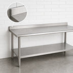 Thumbnail image #4 for Duke Manufacturing 316S-24108-2R 108 x 24-Inch Stainless Steel Underbar Work Table with 1-1/8-Inch Riser and Undershelf