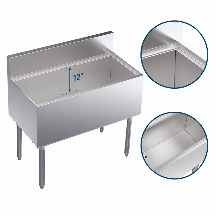 Product image #4 for Krowne Royal Series 36-Inch Underbar Ice Bin/Cocktail Unit, 110 lb. Capacity